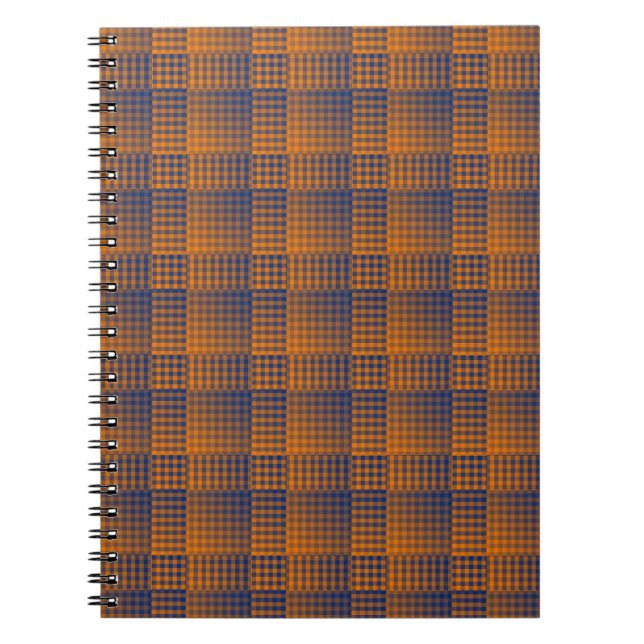 Oranges violettes Schachbrett abstraktes Muster Notizblock (Vorderseite)