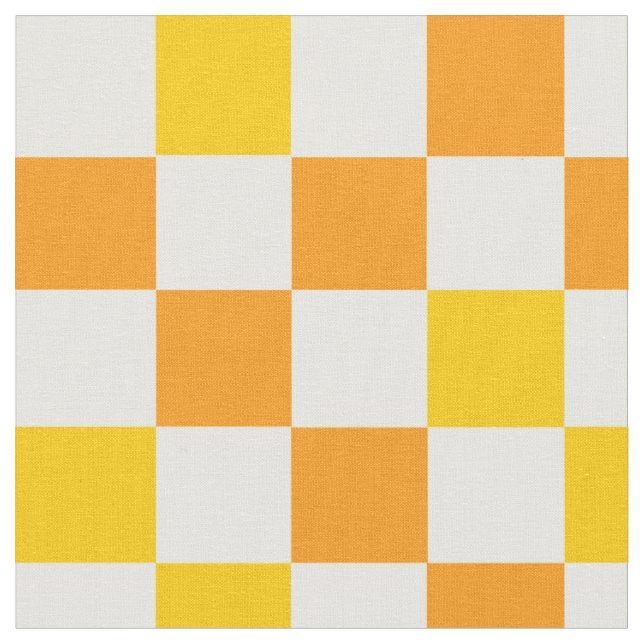 Oranges Weiß Gelbes Karomuster Design  Stoff (Nahaufnahme)