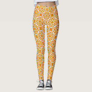 Oranges Weiß geometrisches nahtloses Muster Leggings