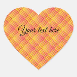 Oranges Weiß kariert abstrakt personalisiertes Mus Herz-Aufkleber