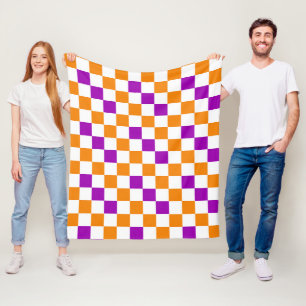Oranges Weiß Lila Karomuster Design Fleecedecke
