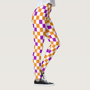 Oranges Weiß Lila Karomuster Design Leggings