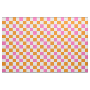 Oranges Weiß-Rosa Karomuster Design  Stoff