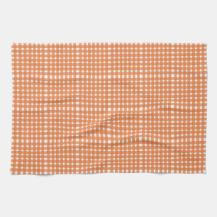 Oranges Weißes Gingham-Muster Geschirrtuch