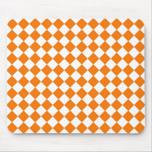 Oranges Weißes Karo-Diamant-Muster Mousepad