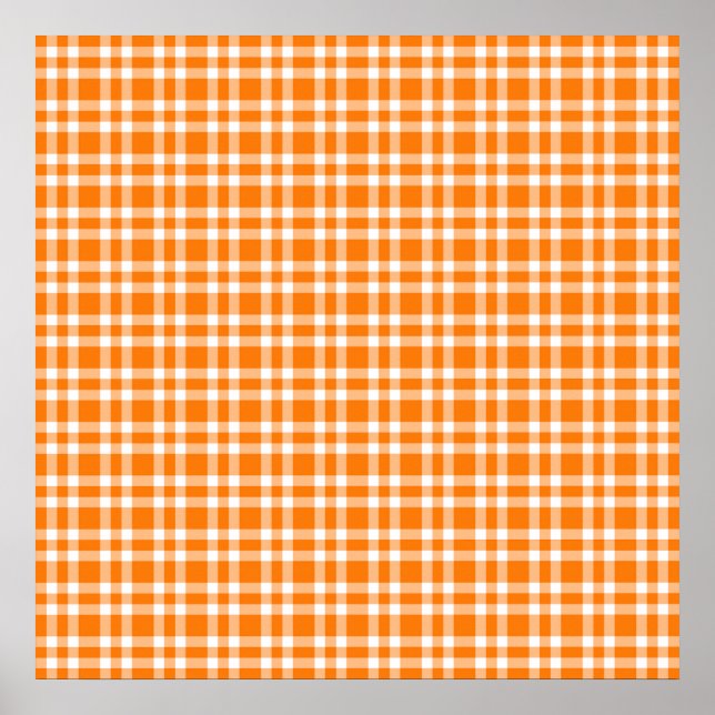 Oranges Weißes Karomuster Poster (Vorne)