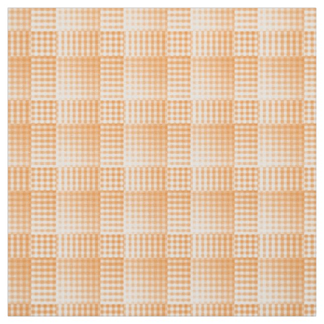 Oranges Weißes Schachbrett Abstract Muster Stoff (Muster)