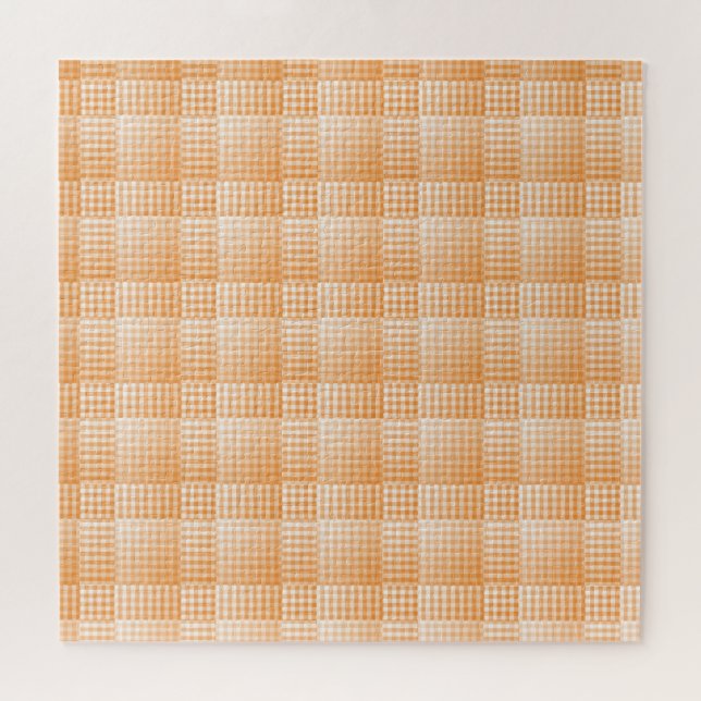 Oranges Weißes Schachbrett Abstract Pattern (Horizontal)