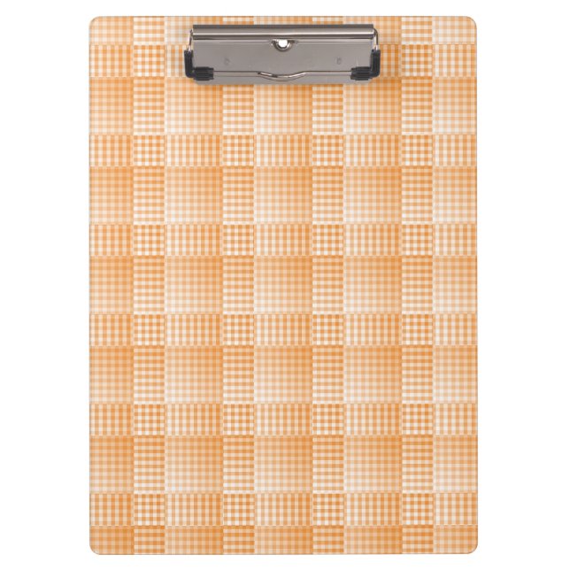 Oranges Weißes Schachbrett Abstract Pattern Klemmbrett (Vorderseite)