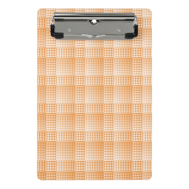 Oranges Weißes Schachbrett Abstract Pattern Mini Klemmbrett (Vorderseite)