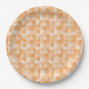 Oranges Weißes Schachbrett Abstract Pattern Pappteller