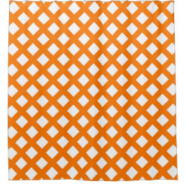 Oranges Weißes Schachbrett-Diamantmuster Duschvorhang