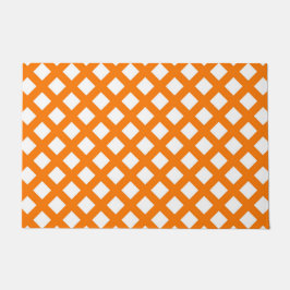 Oranges Weißes Schachbrett-Diamantmuster Fußmatte