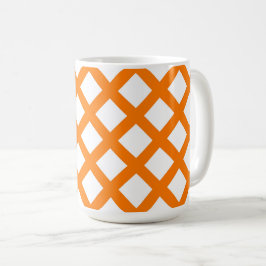 Oranges Weißes Schachbrett-Diamantmuster Kaffeetasse