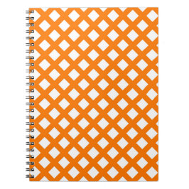 Oranges Weißes Schachbrett-Diamantmuster Notizblock