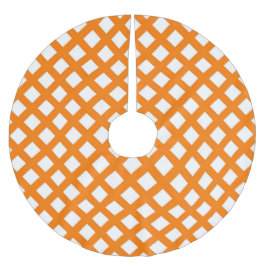 Oranges Weißes Schachbrett-Diamantmuster Polyester Weihnachtsbaumdecke