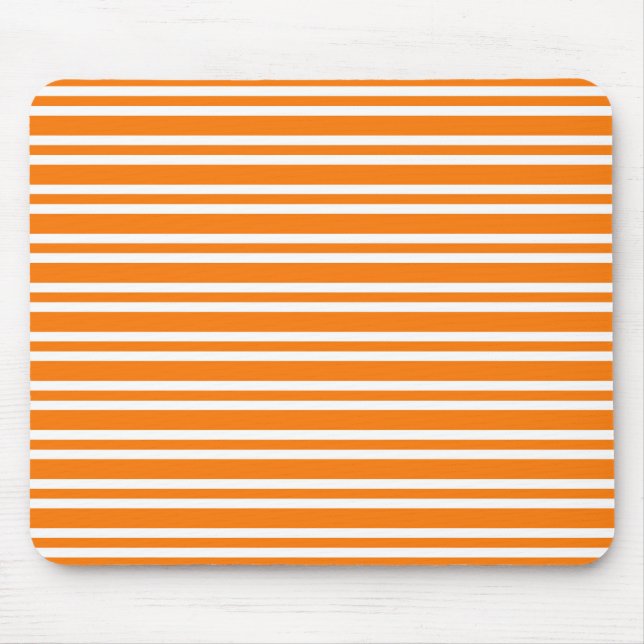 Oranges Weißes Streifenmuster Mousepad (Vorne)