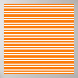Oranges Weißes Streifenmuster Poster