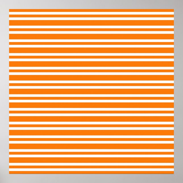 Oranges Weißes Streifenmuster Poster (Vorne)
