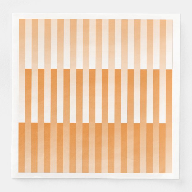 Oranges Weißes Streifenmuster Serviette (Vorderseite)