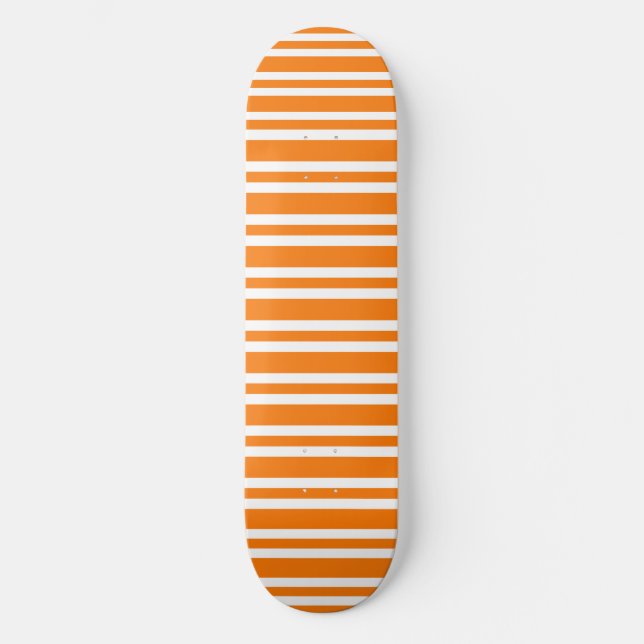 Oranges Weißes Streifenmuster Skateboard (Vorderseite)