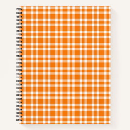 Oranges Weißkariertes Muster Notizbuch