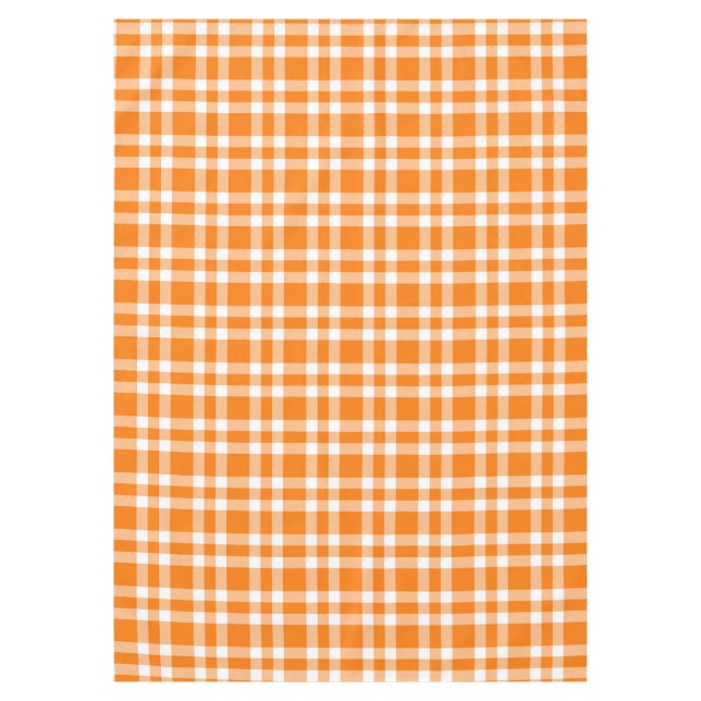 Oranges Weißkariertes Muster Tischdecke (Vorderseite)