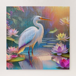 Orangeschnabeliger Weißer Reiher Fantasy-Vogel