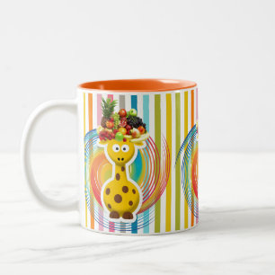 Orangestreifen-Giraffen-Frucht-Tasse Zweifarbige Tasse