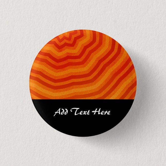 Orangetöne Helle Gestreifte Blume Design Button (Vorderseite)