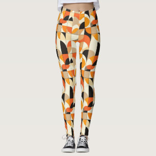 Orangetöne Retro-Geometrisch-Abstrakte Leggings