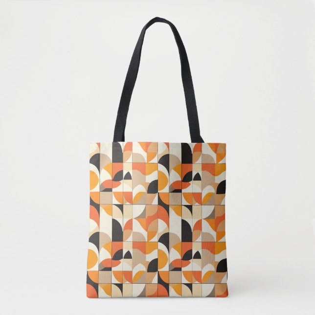 Orangetönte Retro Geometric Abstrakt Gemustert Tasche (Vorderseite)