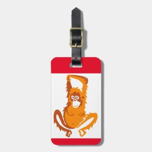 ORANGUTAN - Ape - Primat - Wildtiere - rot & orang Gepäckanhänger