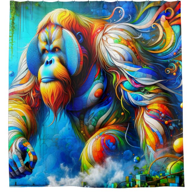 Orangutan Art Duschvorhang (Vorderseite)