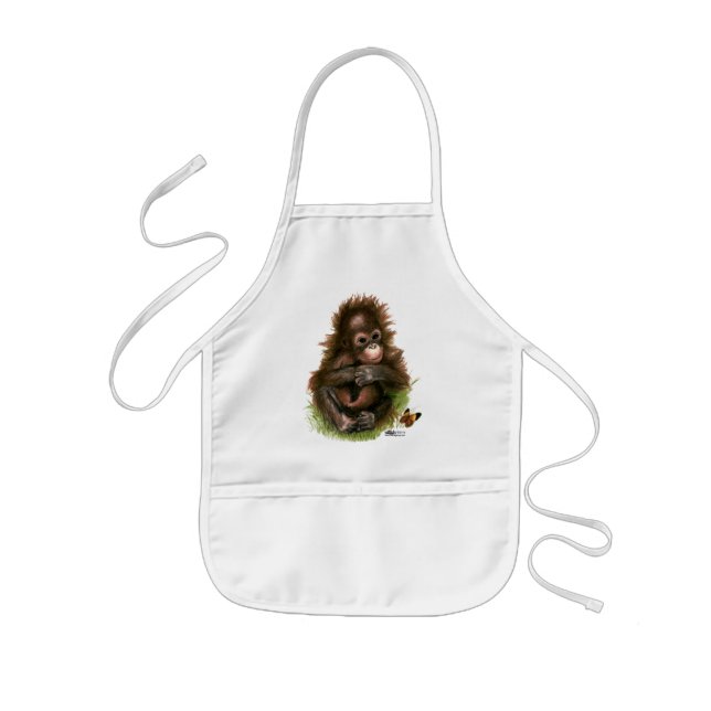Orangutan Baby and Butterfly Kinderschürze (Vorne)