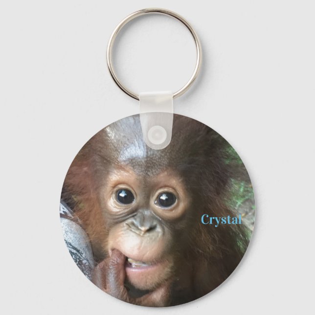 Orangutan Baby Crystal Borneo Schlüsselanhänger (Vorderseite)