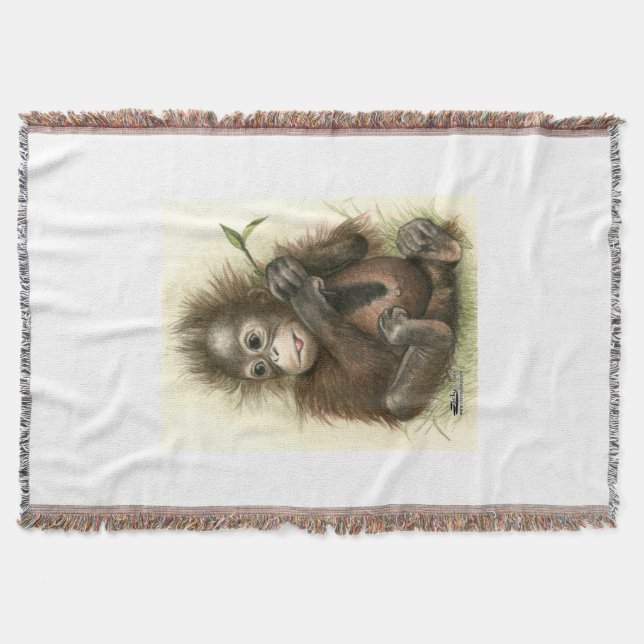 Orangutan Baby With Leaves Decke (Vorderseite)