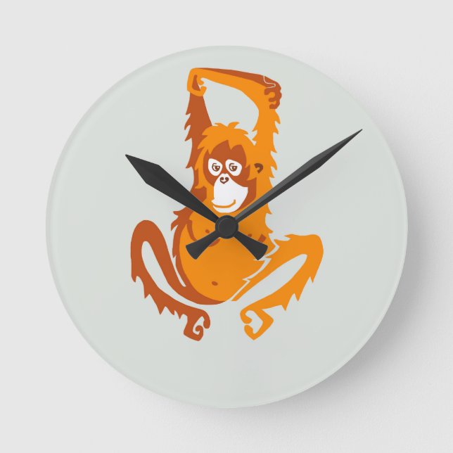 ORANGUTAN - Grafische Wildtiere - Ape Runde Wanduhr (Vorderseite)
