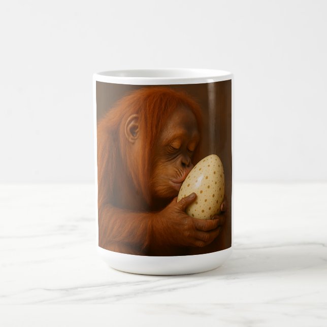 Orangutan Holding Egg Kaffeetasse (Mittel)