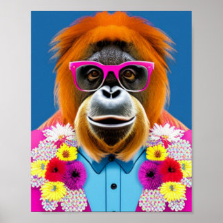 Orangutan mit Brille, druckbare Wandkunst Poster