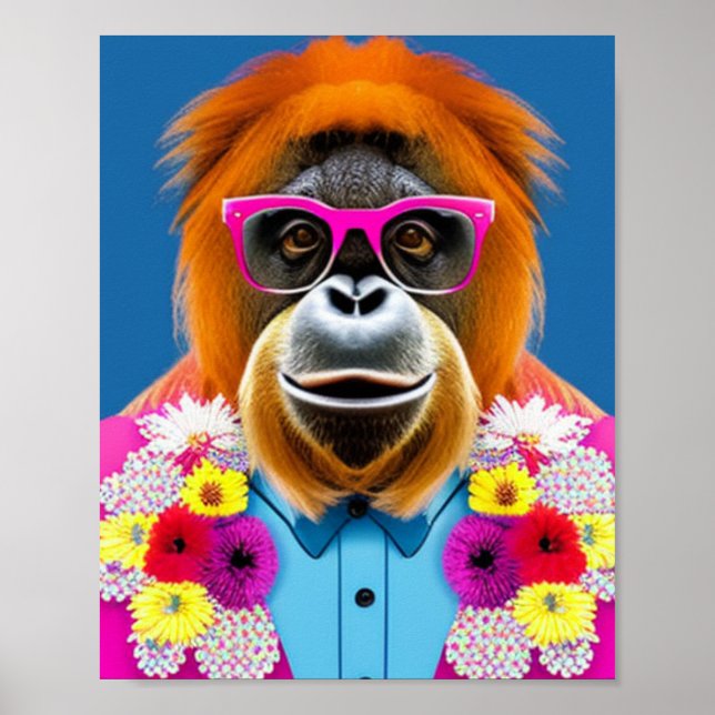 Orangutan mit Brille, druckbare Wandkunst Poster (Vorne)