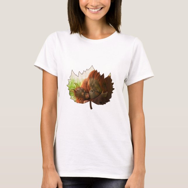 Orangutan Mutter und Baby T-Shirt (Vorderseite)