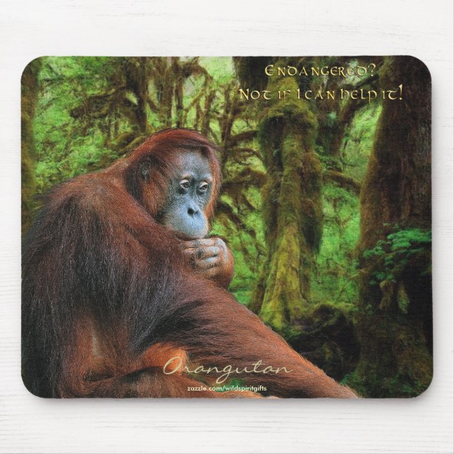 Orangutan & Rainforest Wildlife support Mousepad (Vorne)