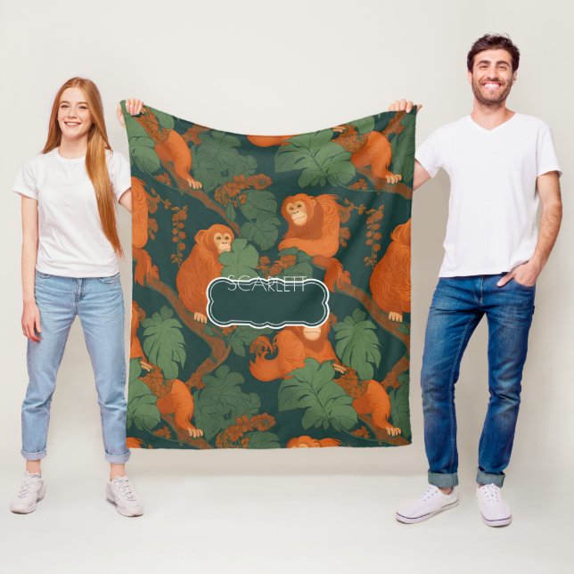 Orangutan Retro Personalisiertes Muster Fleecedecke (Beispiel)