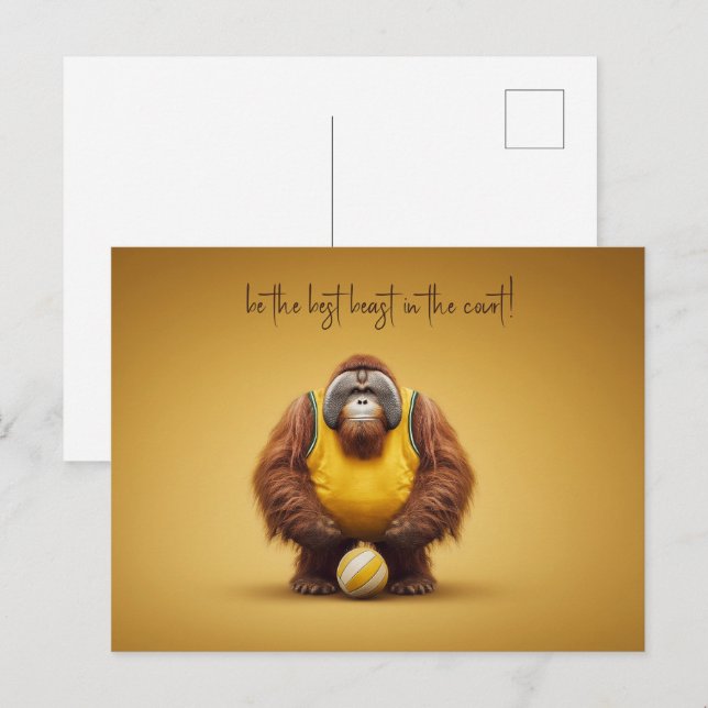 Orangutan Volleyball-Spieler Postkarte (Vorne/Hinten)