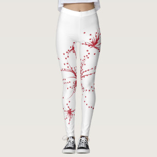Orangy Red, Cyan und Magenta dot Leggings