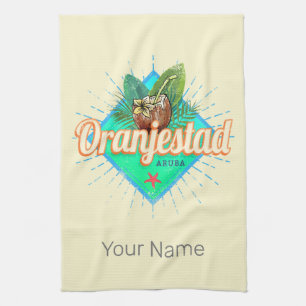 Oranjestad Aruba Retro Vintages Karibisches Souven Geschirrtuch