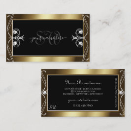 Orante Black Brown Golden Sparkle Jewels Initials Visitenkarte