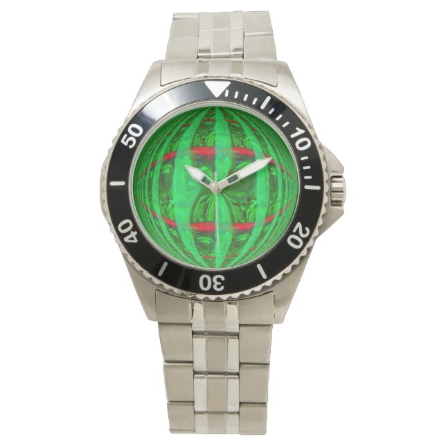Orb Green Print Watch Armbanduhr (Vorderseite)