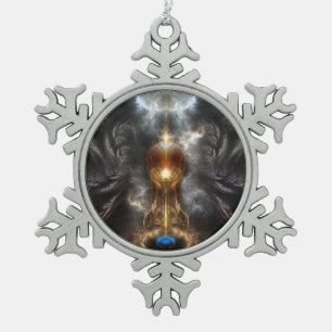 Orb of Light Fraktal Art Pwter Snowflake Ornament